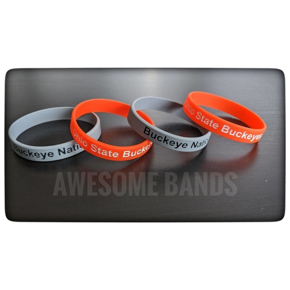 Ohio State Buckeyes 4 Silicone Wristband Set New - Picture 3 of 6